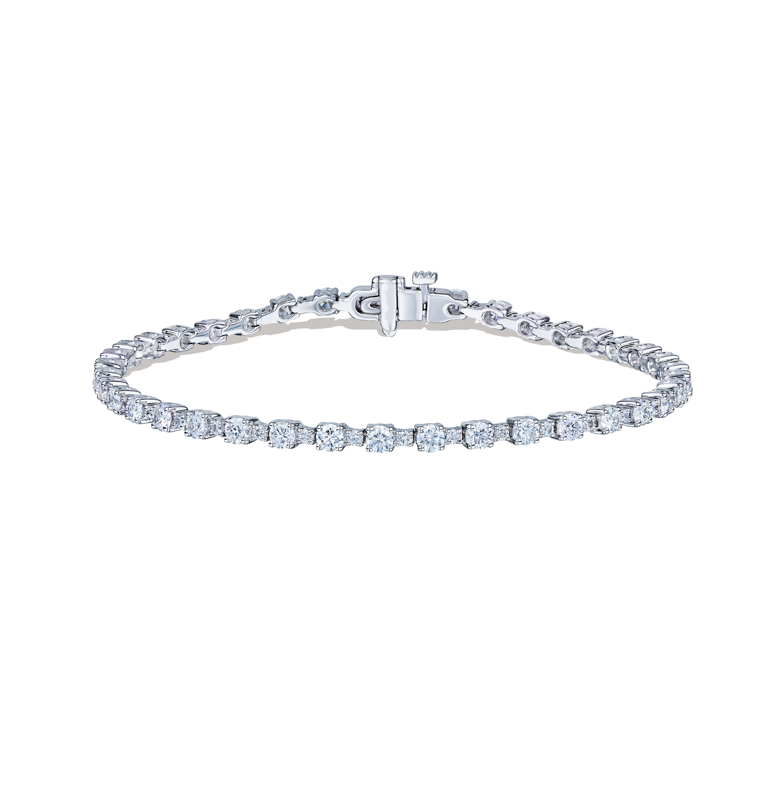 Sabel Collection 18K White Gold Diamond Bracelet with Alternating Small and Large Stones